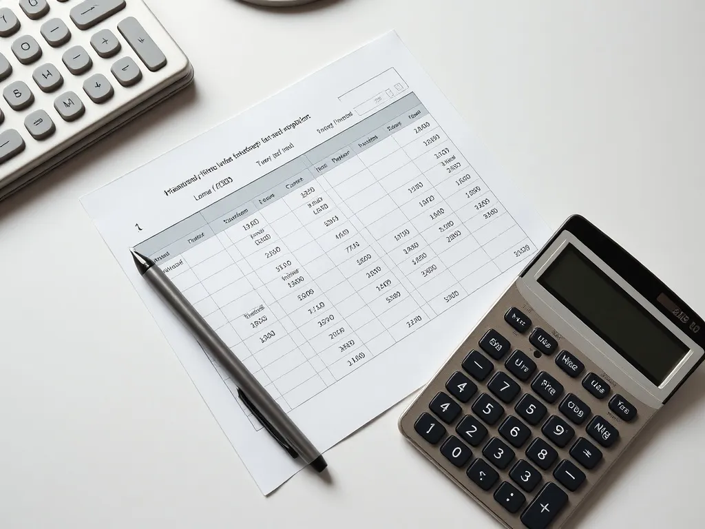 A professional high-angle shot of a clean desk with a financ